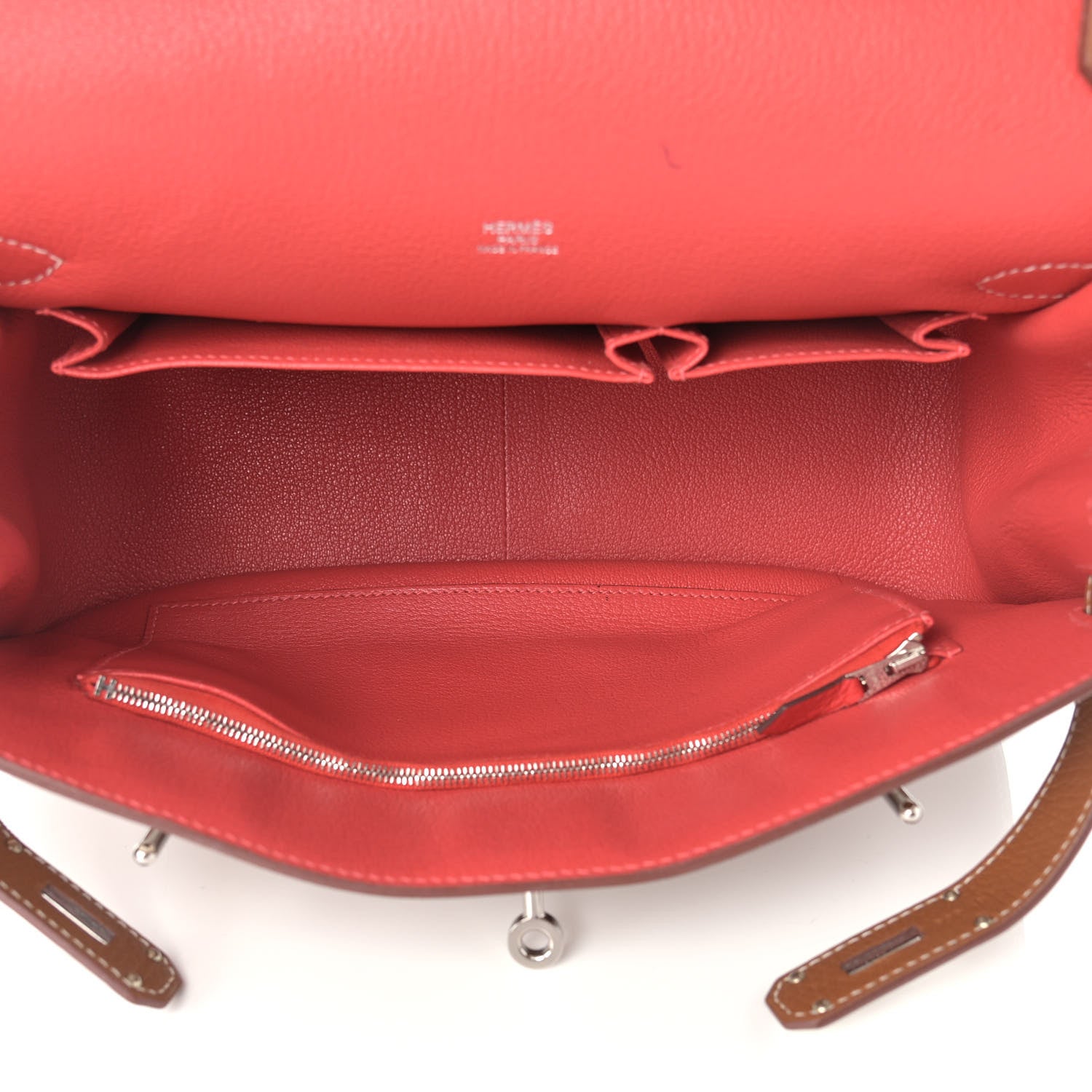 Hermes Taurillon Clemence Bi-Color Jypsiere 31 Gold Rouge Casaque 5 of 13