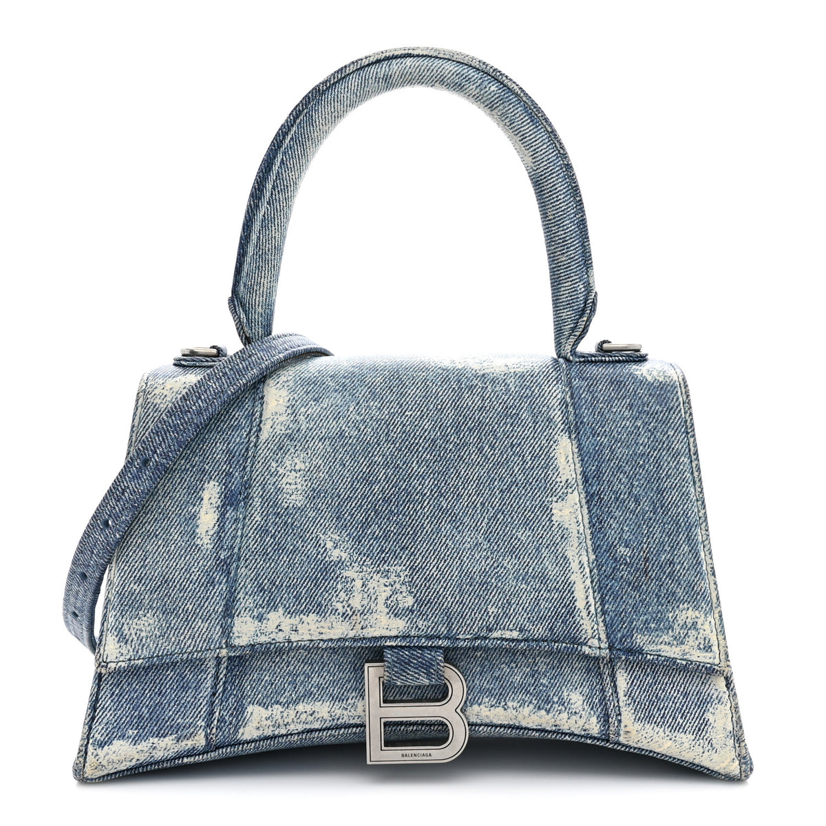 Balenciaga Nappa Denim Printed Small Hourglass Top Handle Bag Denim Blue 1 of 11