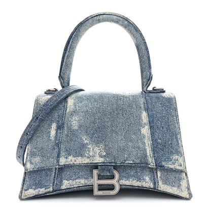Balenciaga Nappa Denim Printed Small Hourglass Top Handle Bag Denim Blue 1 of 11