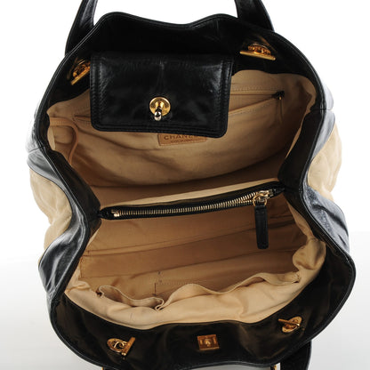 Chanel Calfskin Quilted In The Mix Shopping Tote Beige Black 5 of 9