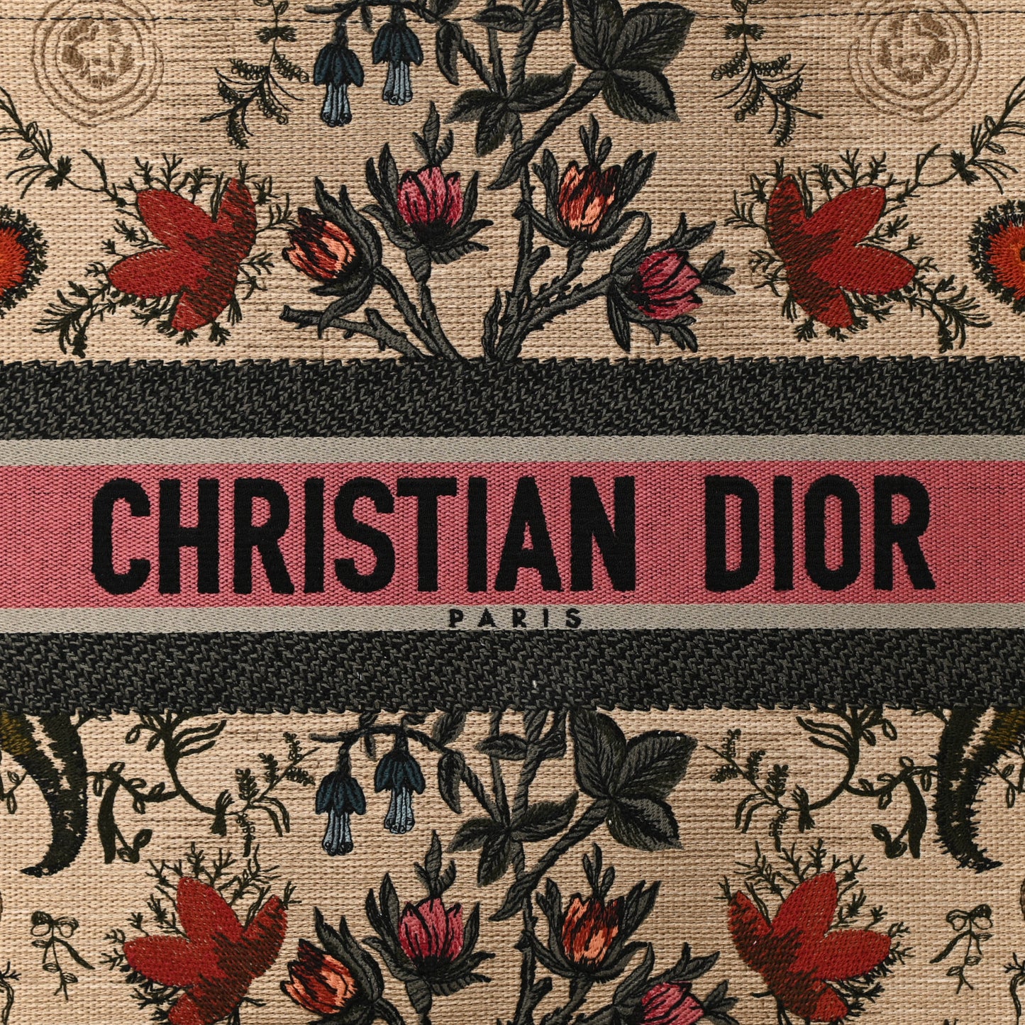 Canvas Embroidered Large Broderie Dior Flowers Book Tote Multicolor