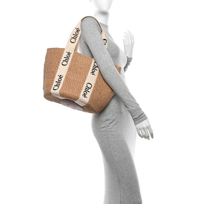 Chloe Raffia Large Woody Tote White 2 of 10