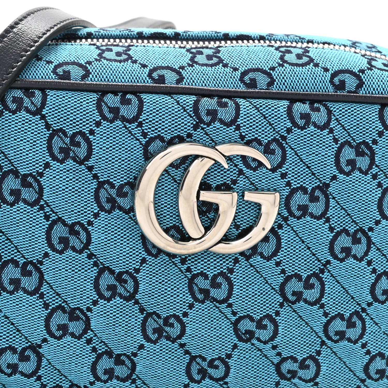 Gucci Monogram Multicolor Matelasse Diagonal Small GG Marmont Chain Shoulder Bag Light Blue 8 of 10