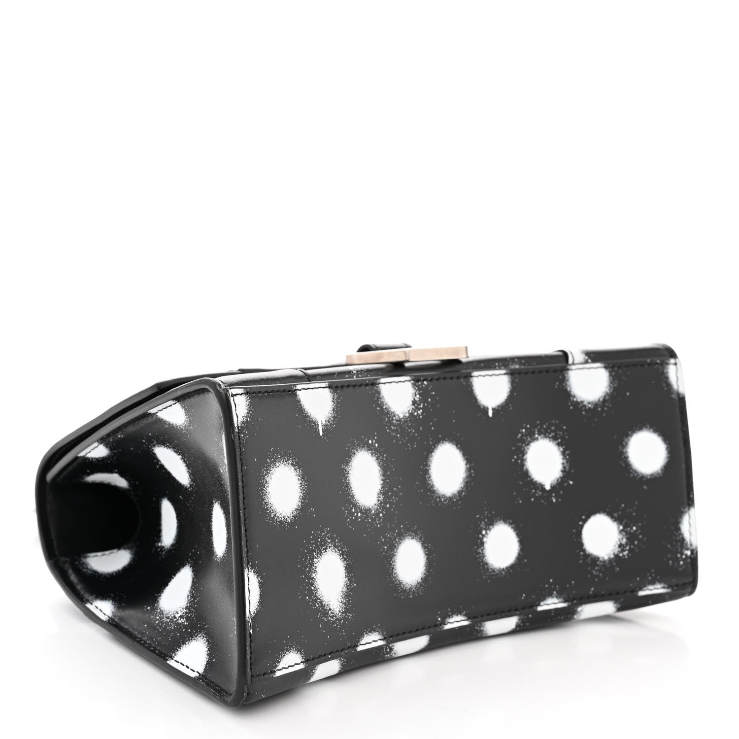 Balenciaga Smooth Calfskin Spray Polka Dot Small Hourglass Top Handle Bag Black White 4 of 10