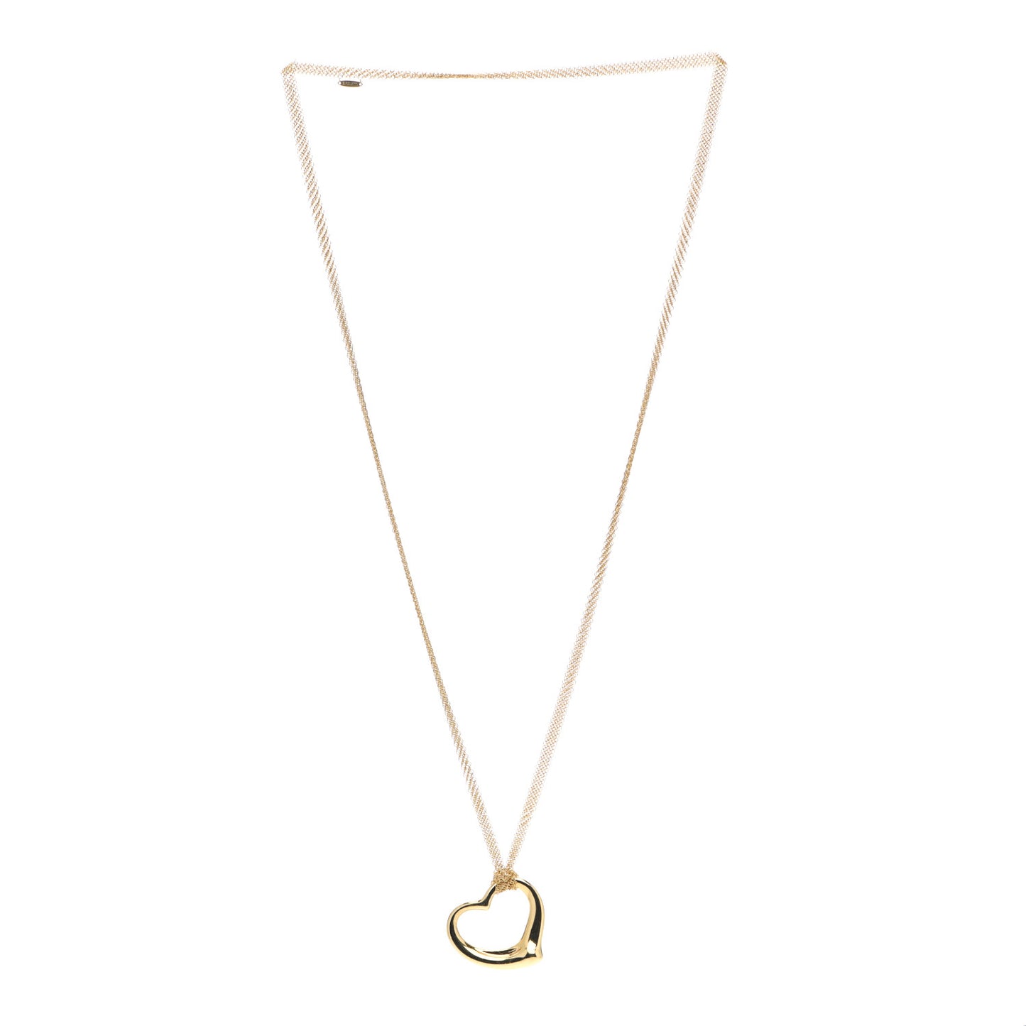 18K Yellow Gold 36mm Elsa Peretti Open Heart Mesh Necklace