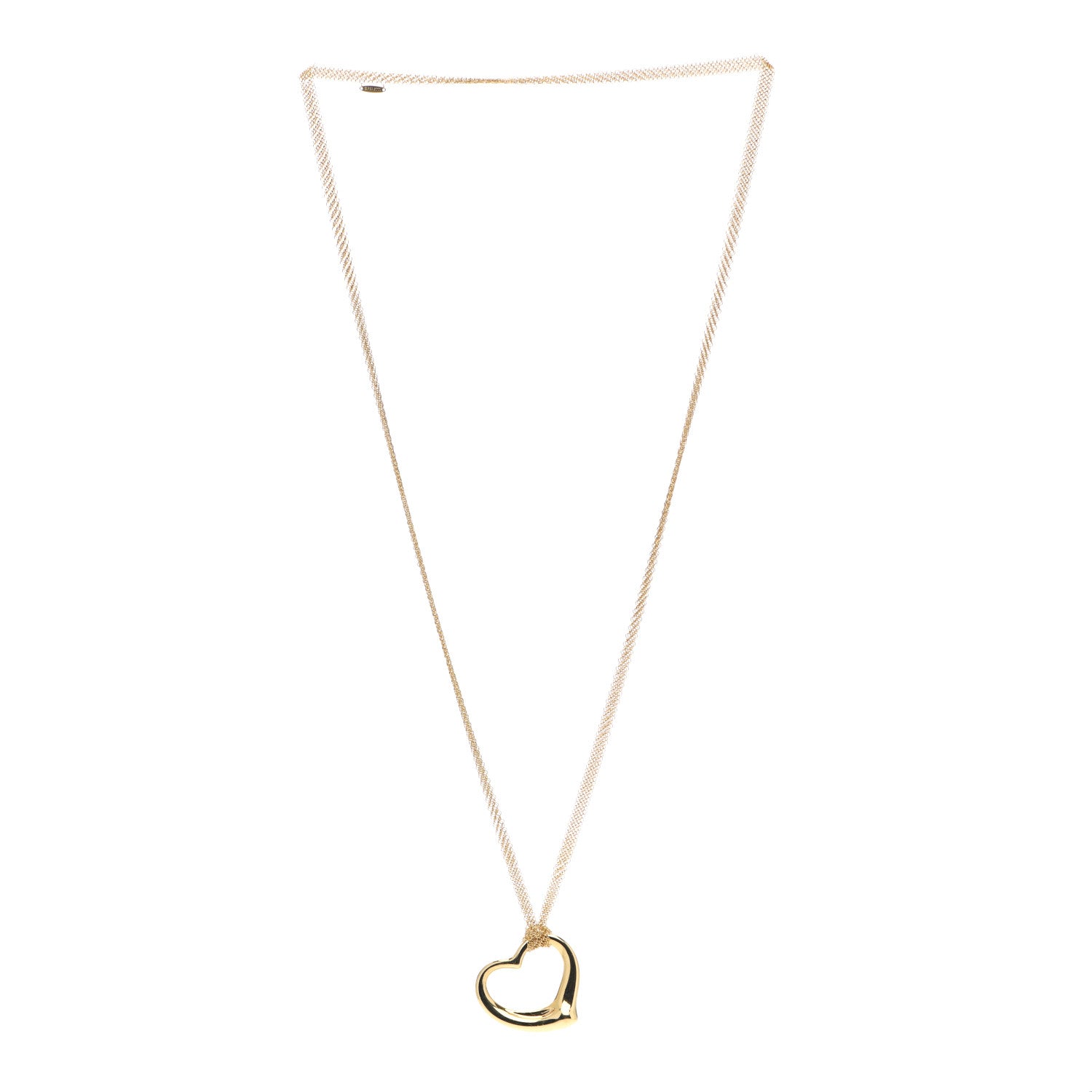 Tiffany 18K Yellow Gold 36mm Elsa Peretti Open Heart Mesh Necklace 3 of 4