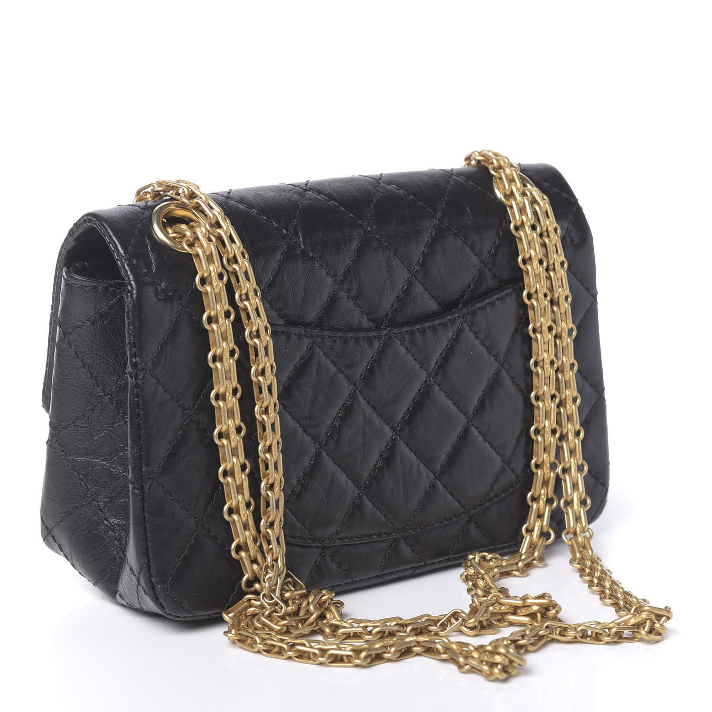 Aged Calfskin Quilted 2.55 Reissue Mini Flap Black