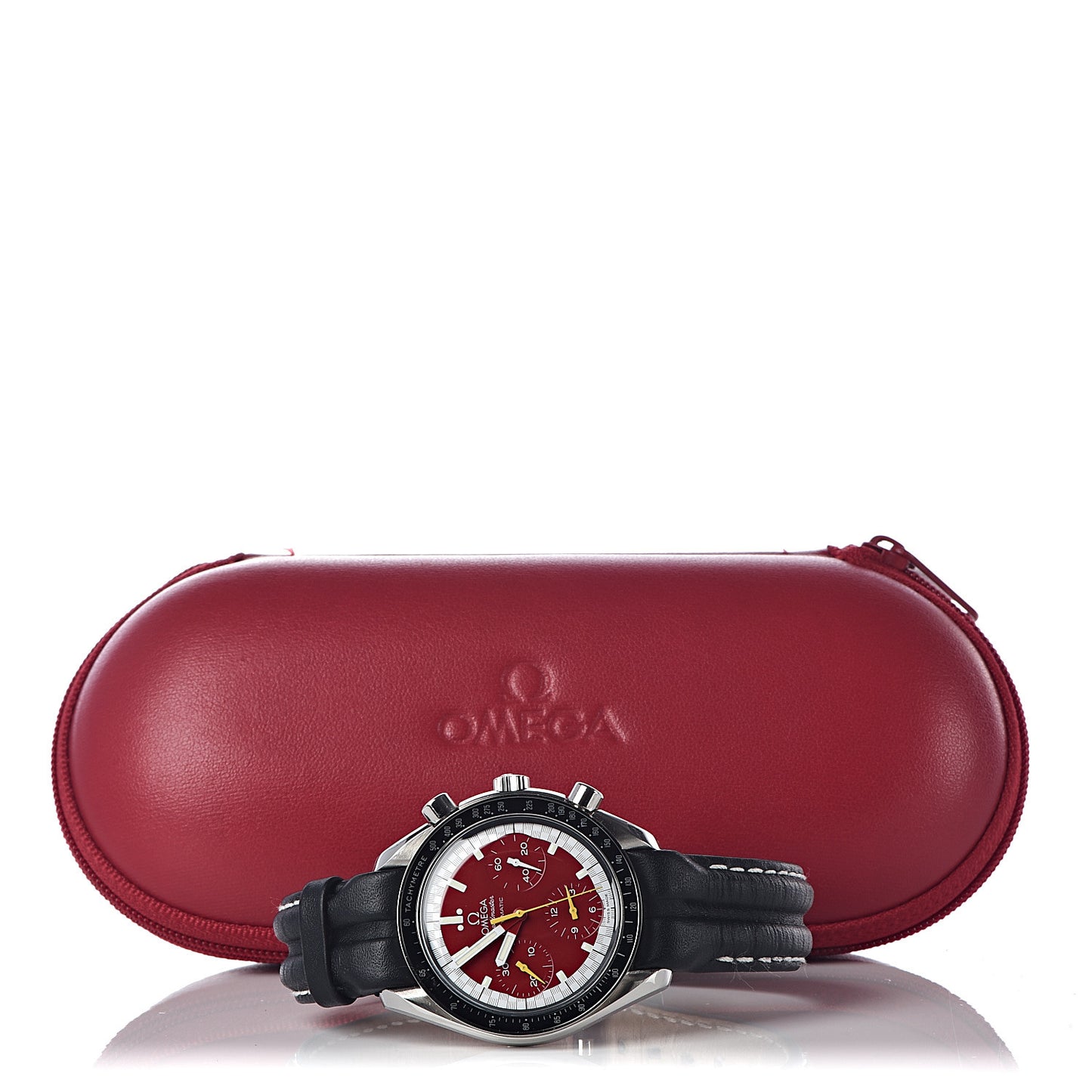 Stainless Steel Calfskin 39mm Speedmaster Schumacher Chronograph Automatic Watch Red 3510.61.00