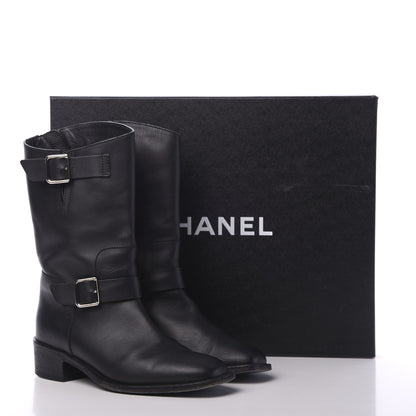Chanel Calfskin Asymmetrical Mid Calf Boots 39 Black 15 of 15
