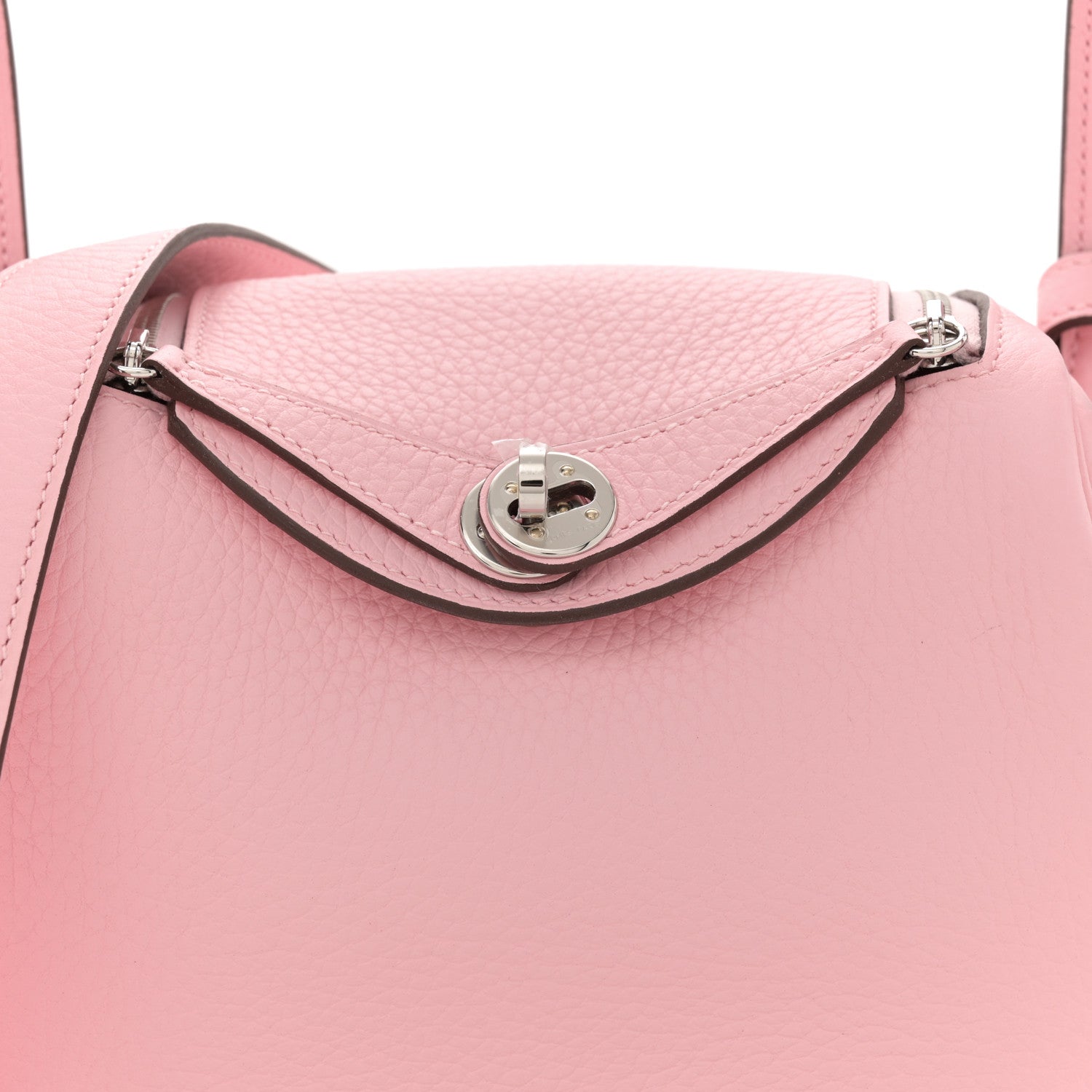 Hermes Taurillon Clemence Verso Mini Lindy 20 Rose Sakura Gris Perle 8 of 10