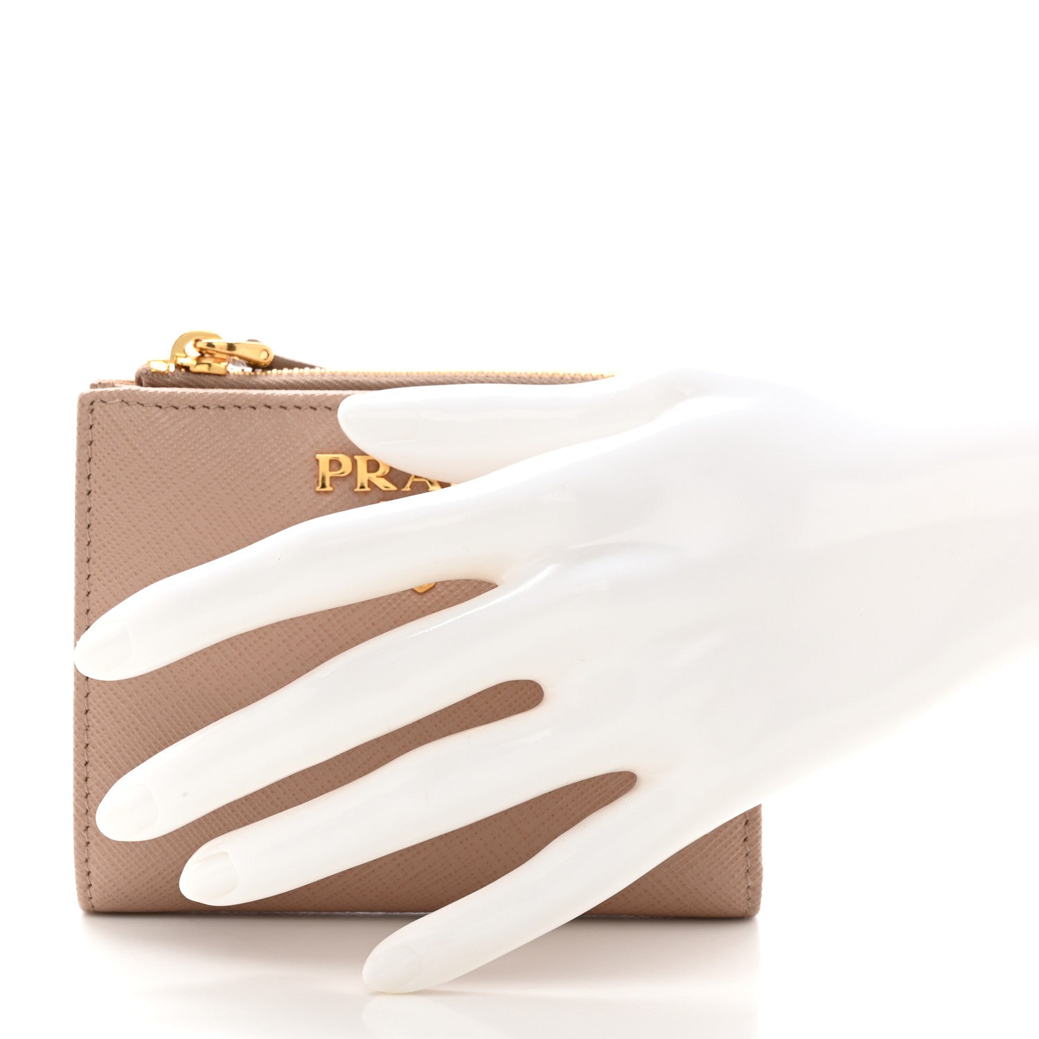 Prada Saffiano Metal Bi-Fold Zip Wallet Cammeo 2 of 7