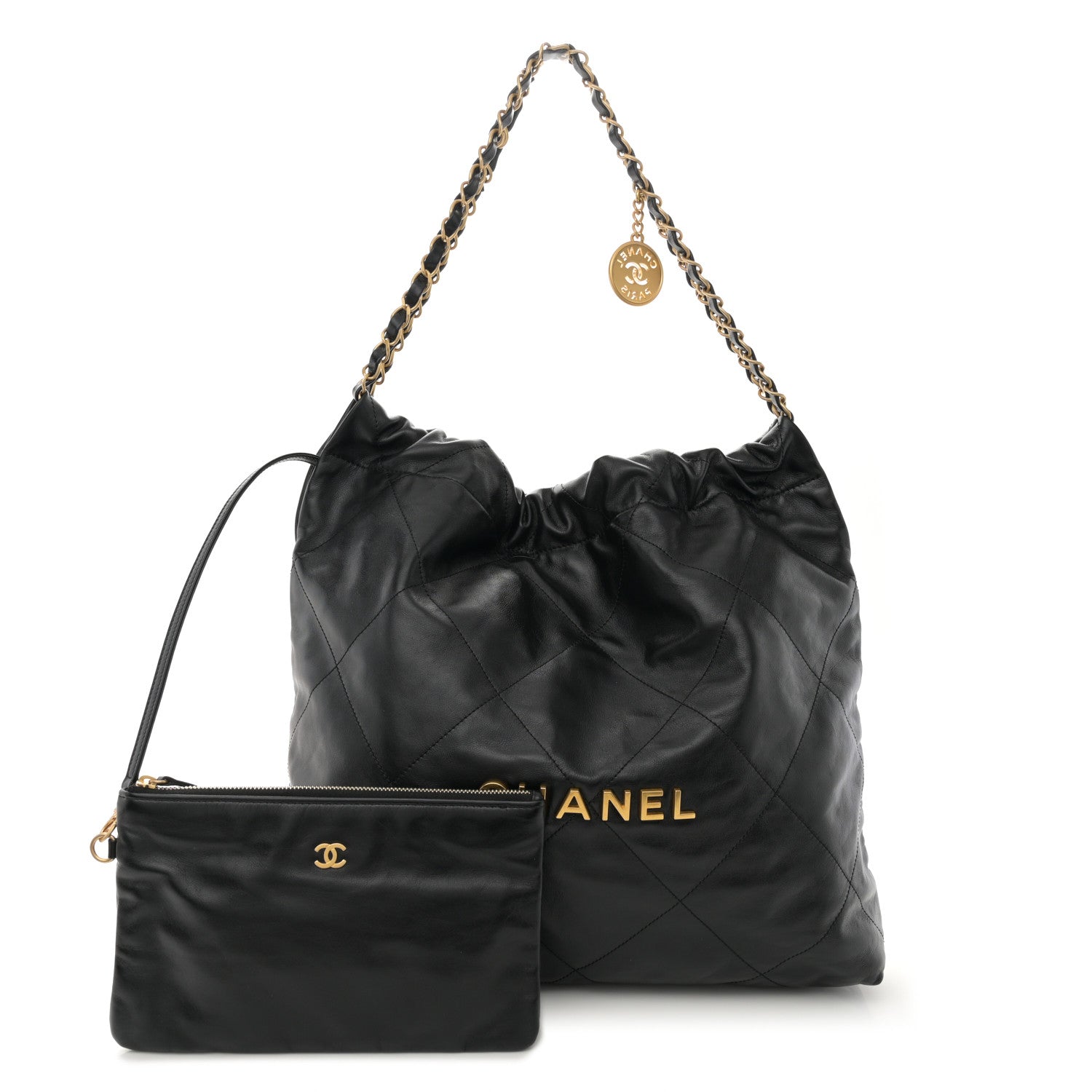 Chanel Shiny Calfskin Quilted Chanel 22 Black 3 of 13