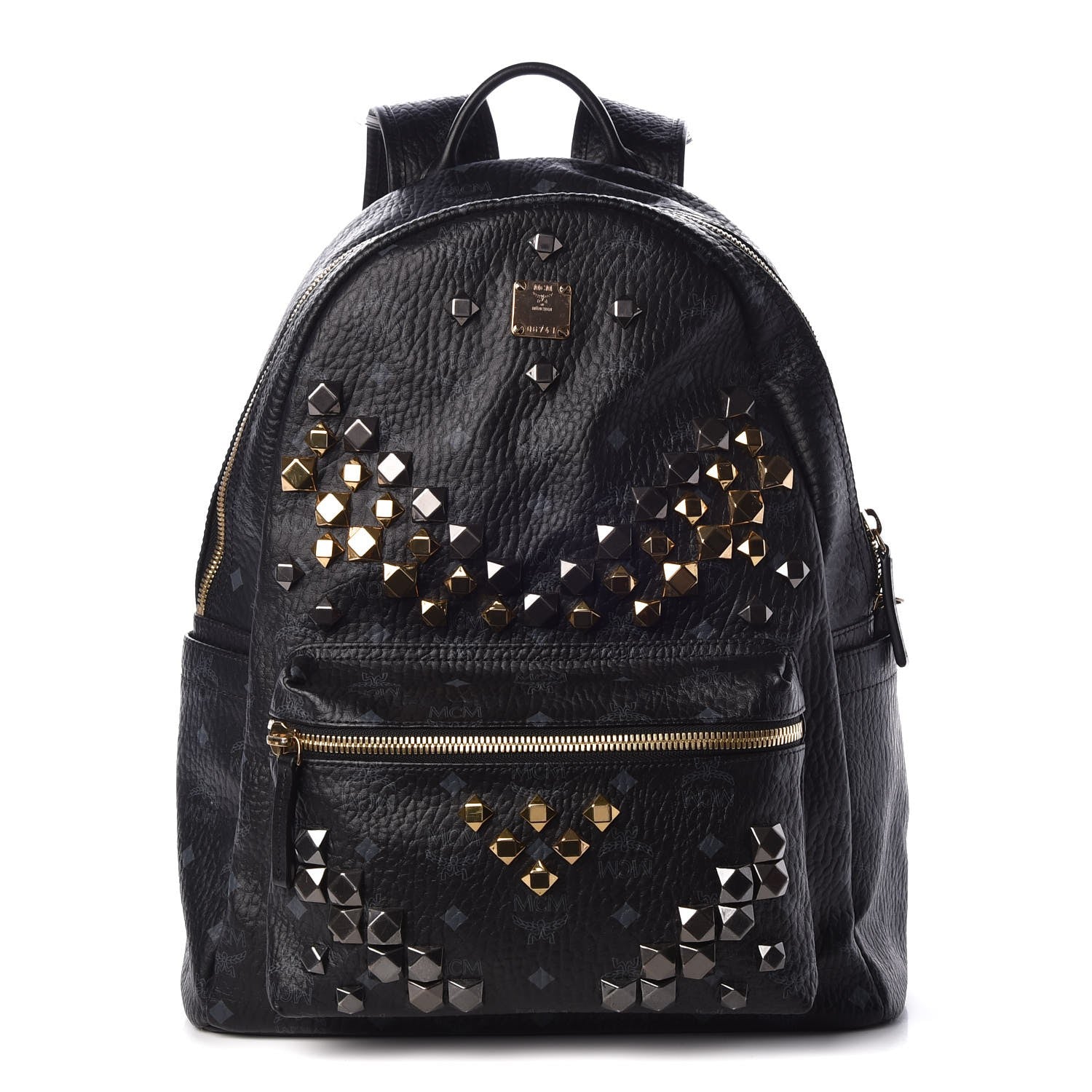 MCM Visetos Studded Medium Stark M Backpack Black 1 of 7