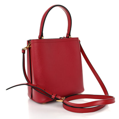 Prada Saffiano Cuir Calfskin Embellished Panier Bucket Bag Fuoco 3 of 9