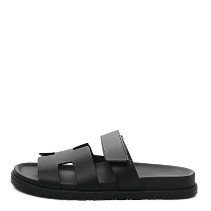 Hermes Calfskin Womens Chypre Sandals 39 Black 1 of 9