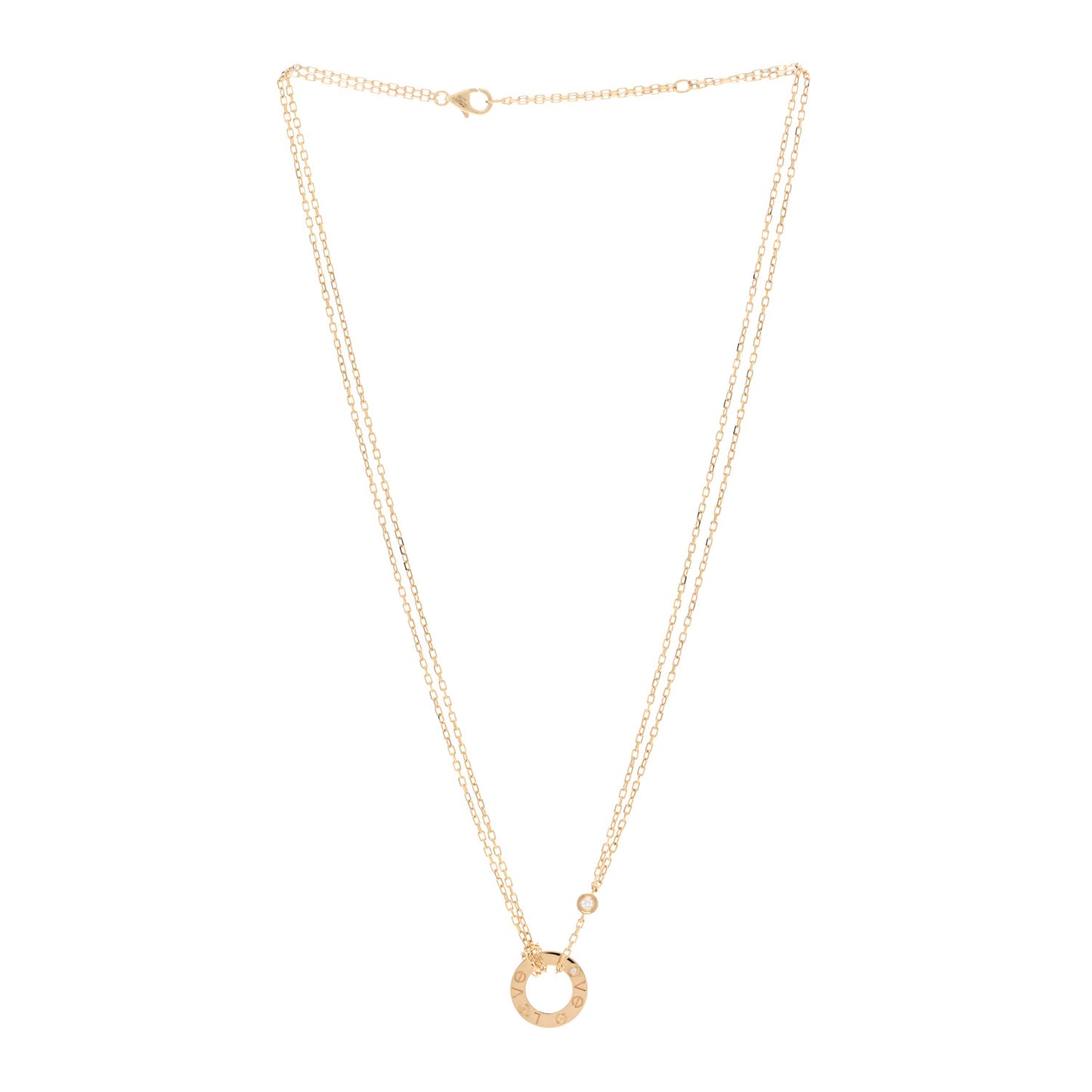 18K Yellow Gold 2 Diamond LOVE Necklace