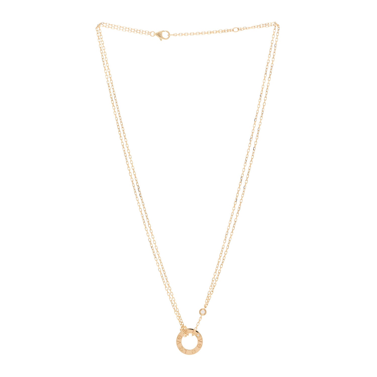 Cartier 18K Yellow Gold 2 Diamond LOVE Necklace 3 of 5