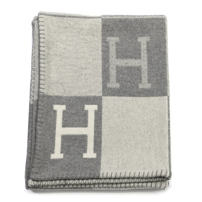Hermes Wool Cashmere Avalon III Blanket Ecru Gris Clair 1 of 3
