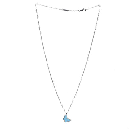 Van Cleef & Arpels 18K White Gold Turquoise Sweet Alhambra Butterfly Pendant Necklace 3 of 6