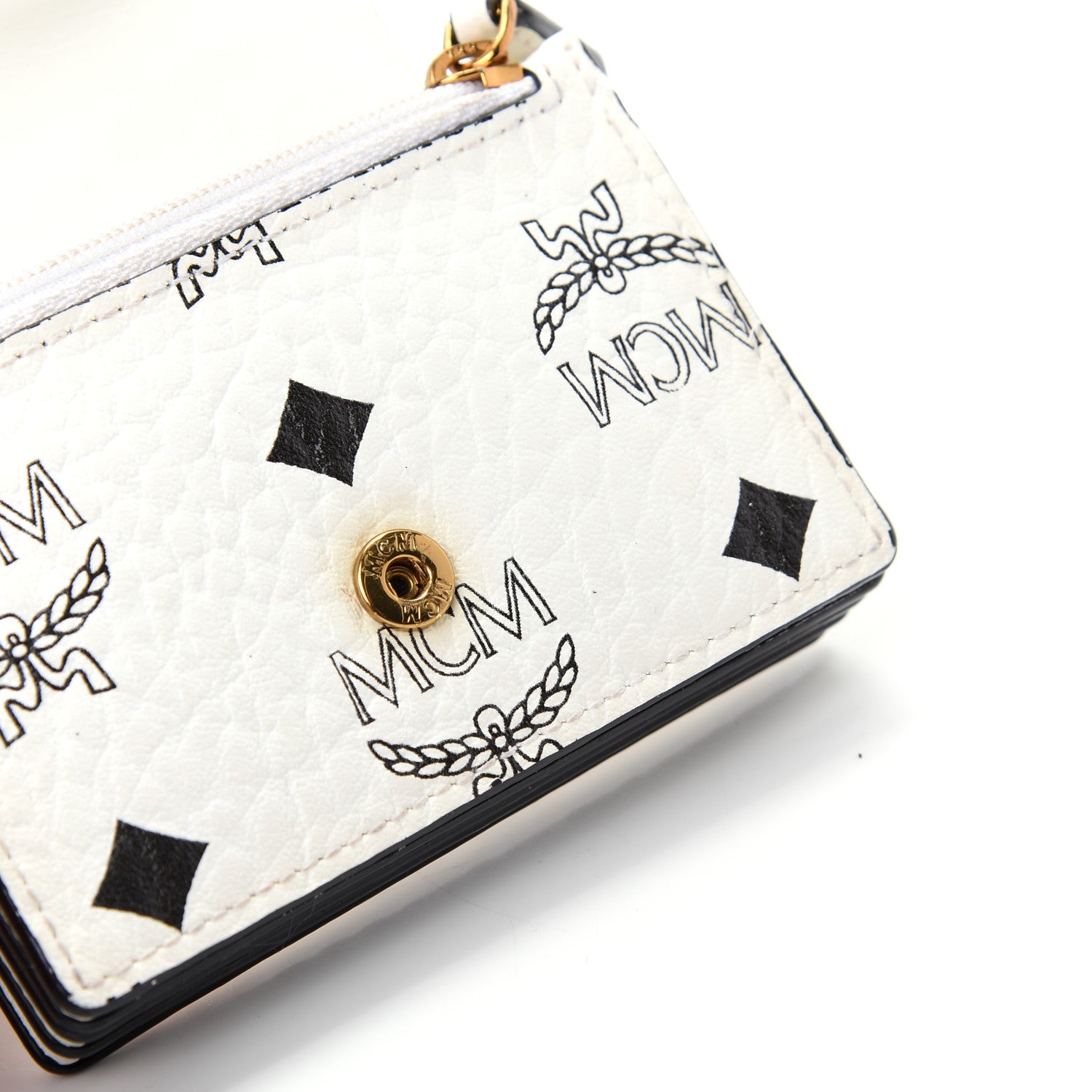 MCM Visetos Mini Accordion Card Wallet White 9 of 9