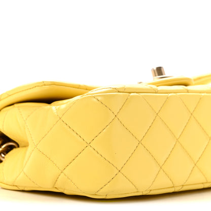Chanel Lambskin Resin Quilted Mini Rectangular Pearl Samba Flap Yellow 9 of 12
