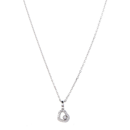Chopard 18K White Gold Happy Diamonds Floating Heart Pendant Necklace 1 of 6