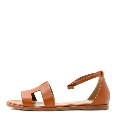 Hermes Calfskin Santorini Sandals 37 Naturel 1 of 9