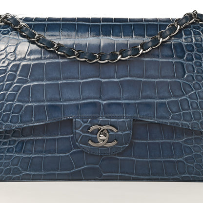 Chanel Alligator Jumbo Double Flap Blue 9 of 13