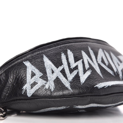 Balenciaga Agneau Arena Graffiti All Over XS Souvenir Belt Bag Black White 6 of 9