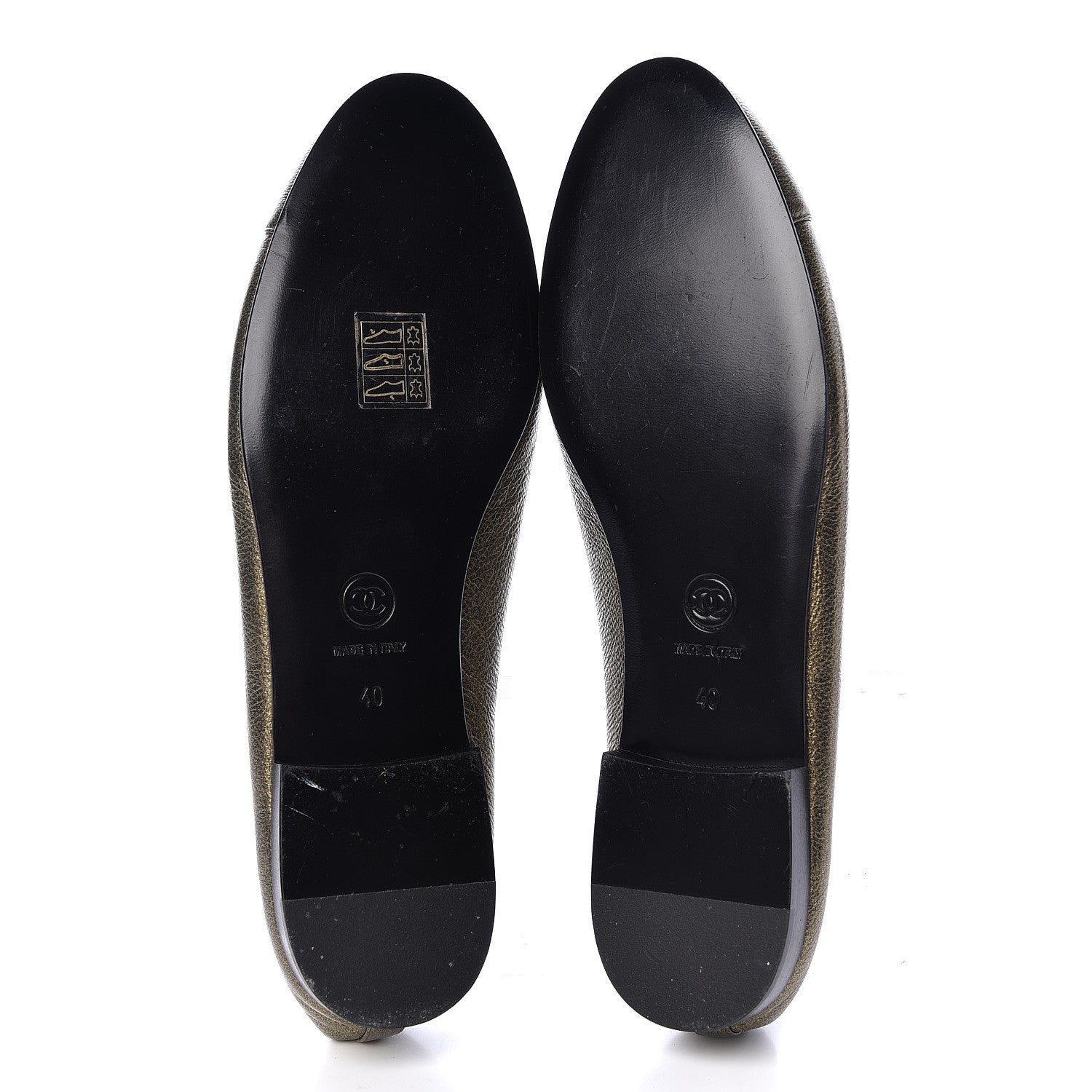 Chanel Metallic Calfskin Cap Toe CC Ballerina Flats 40 Gold 8 of 16