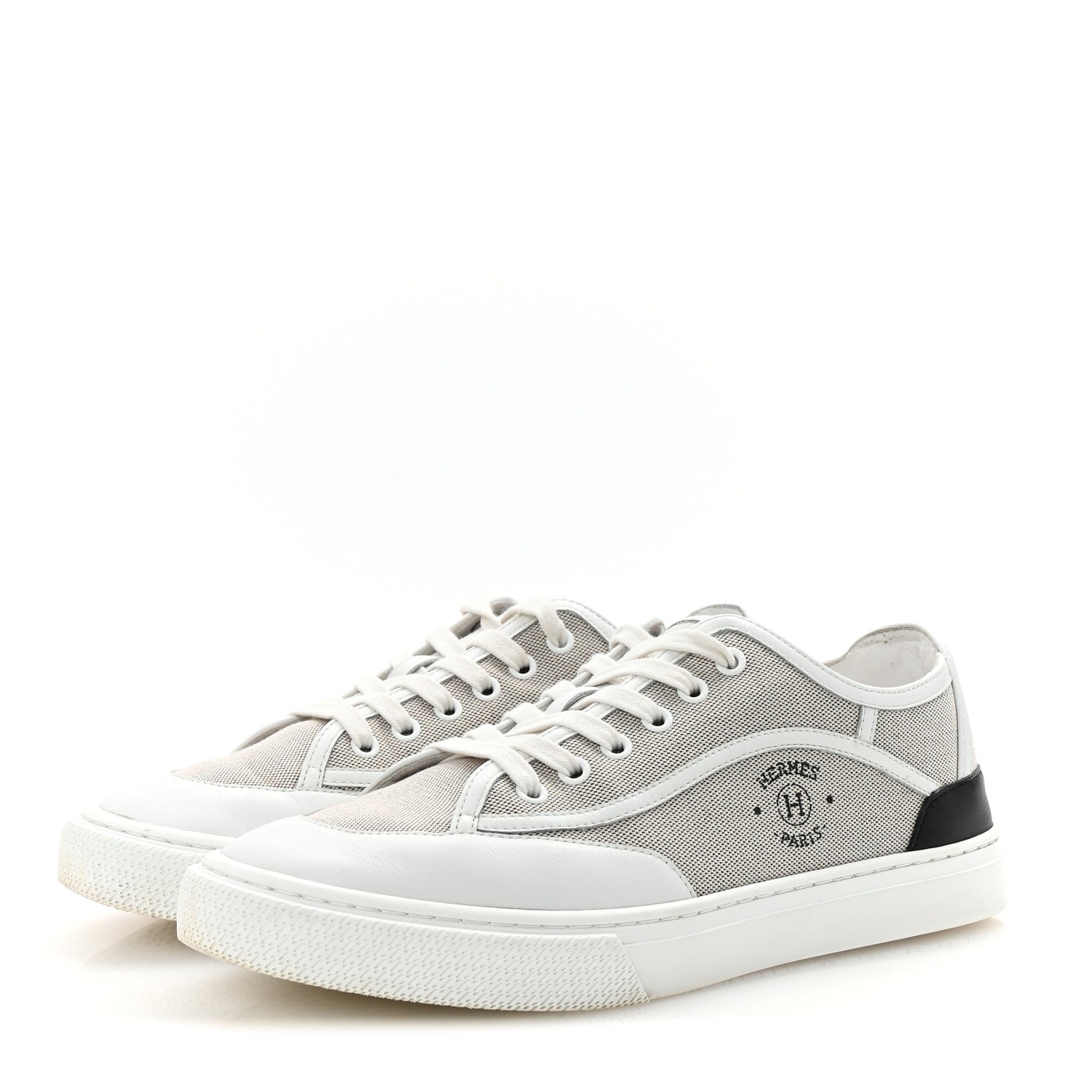 Hermes Canvas Calfskin Get Sneakers 40 Prunoir White 4 of 9