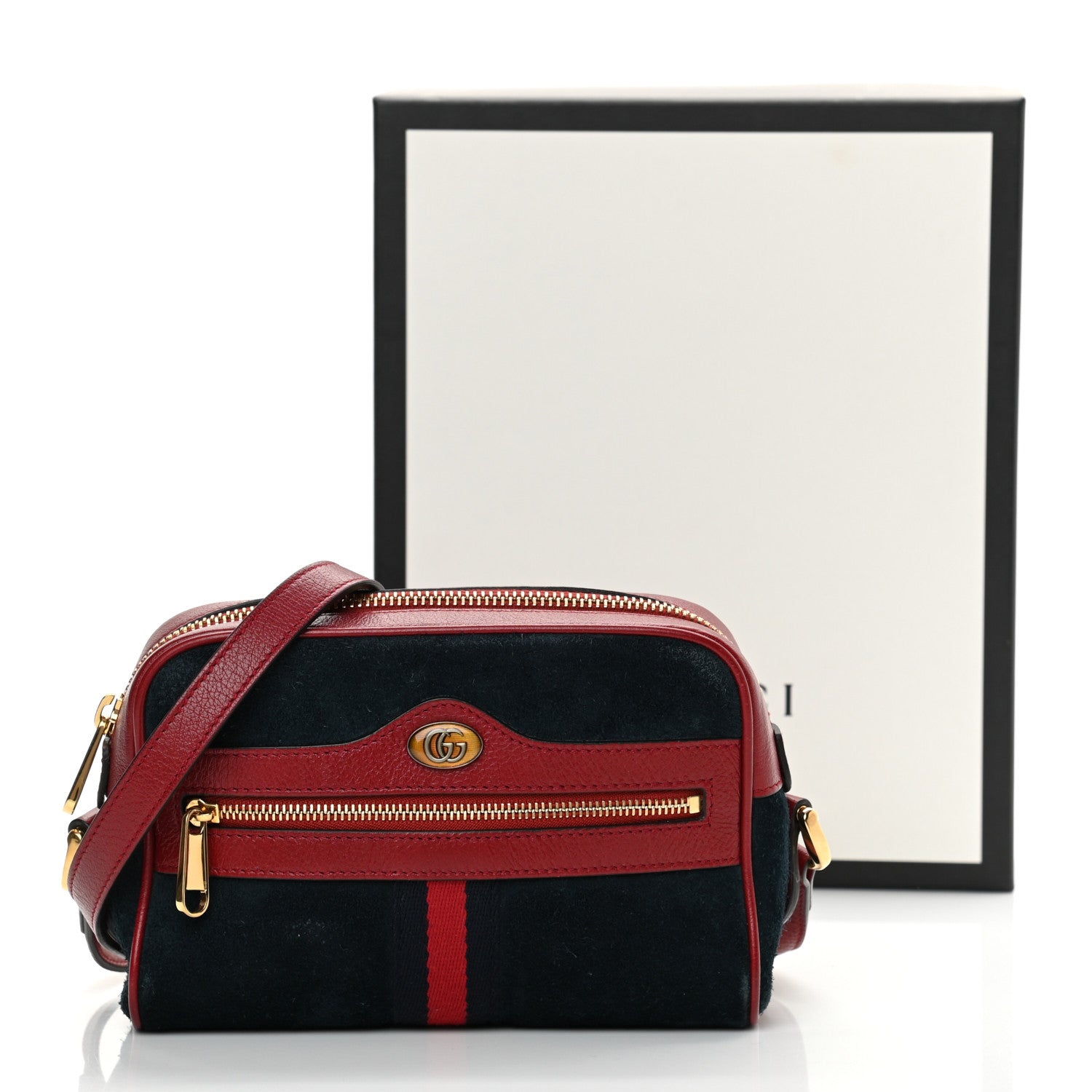 Gucci Suede Calfskin Web Mini Ophidia Shoulder Bag New Blue Romantic Cherry 15 of 15