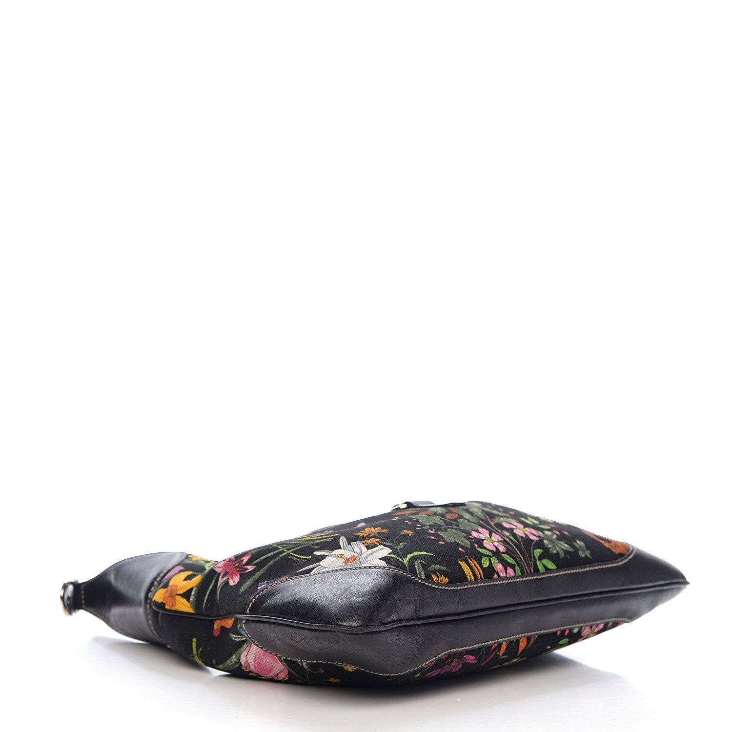 Gucci Canvas Floral Flora Medium Jackie O Bouvier Hobo Black 3 of 15