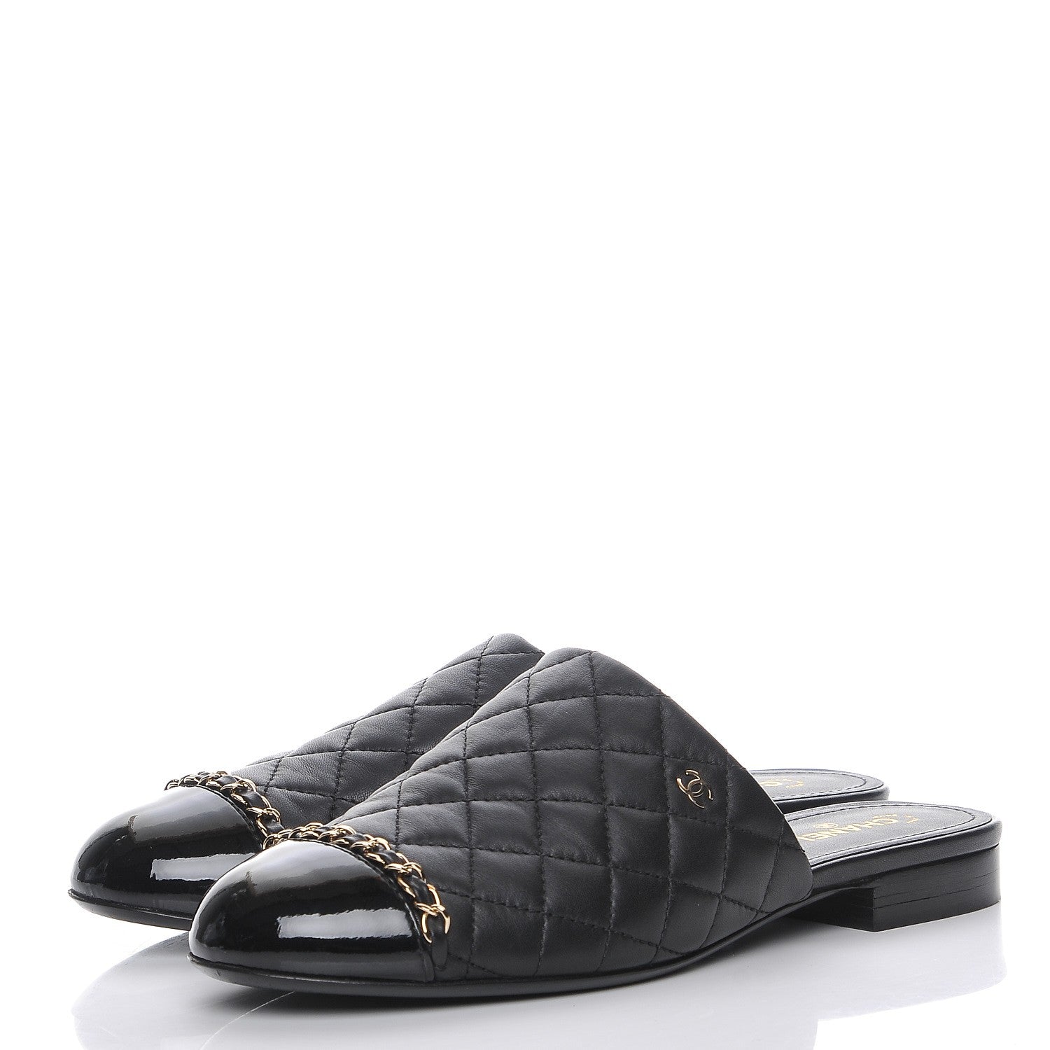Chanel Calfskin Quilted CC Chain Mules 39 Black 3 of 8