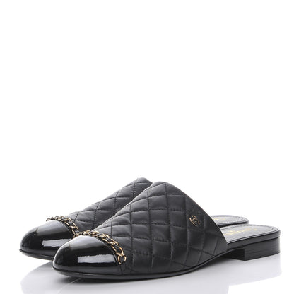 Chanel Calfskin Quilted CC Chain Mules 39 Black 3 of 8