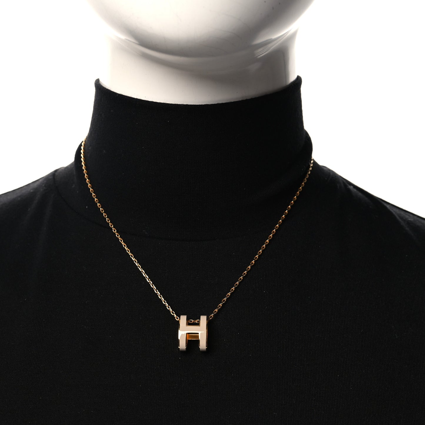 Lacquered Gold Pop H Pendant Necklace Marron Glace