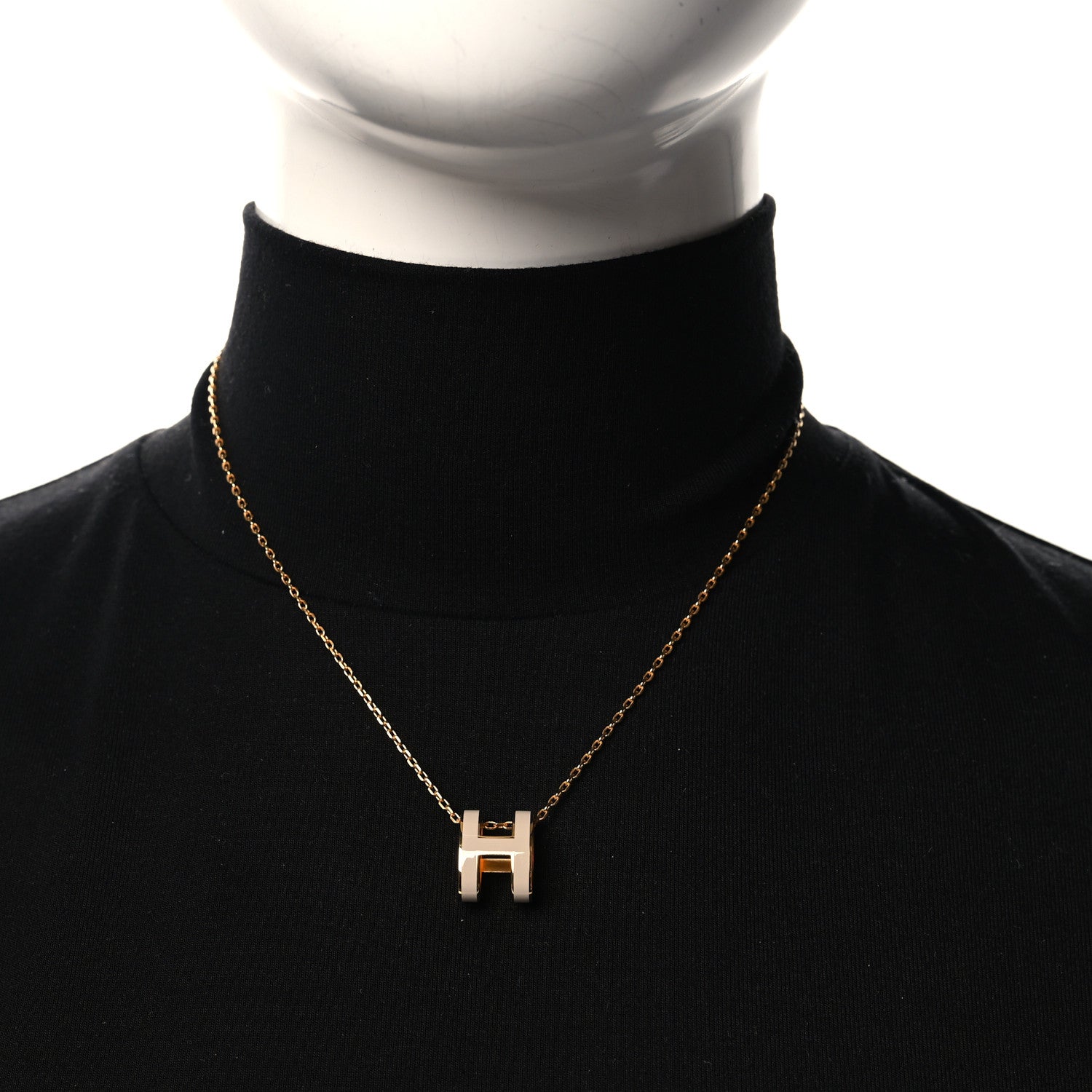 Hermes Lacquered Gold Pop H Pendant Necklace Marron Glace 2 of 5