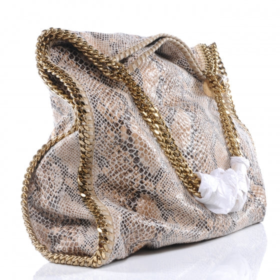 Faux Python Large Falabella Tote Camel