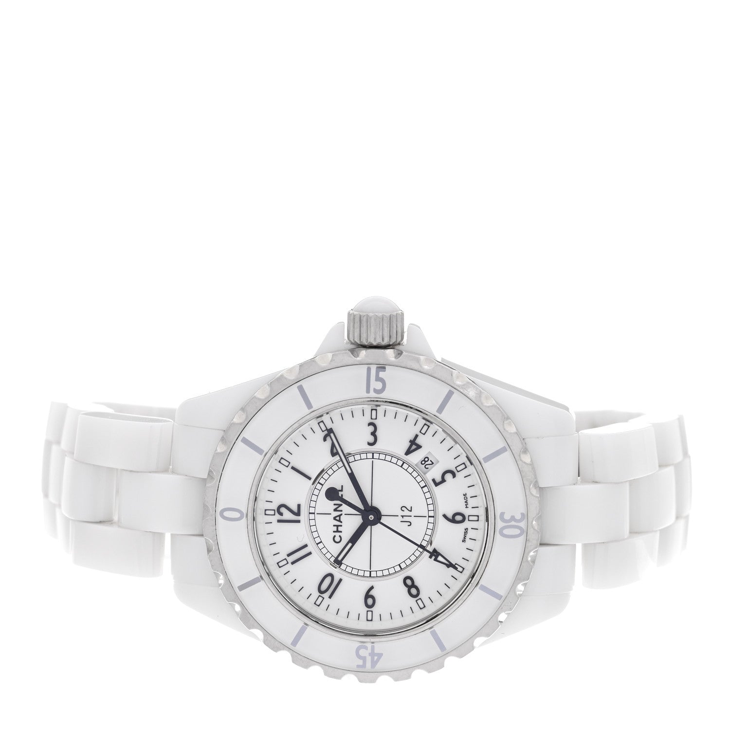 Chanel Stainless Steel Ceramic 33mm J12 Quartz Watch White 1771674