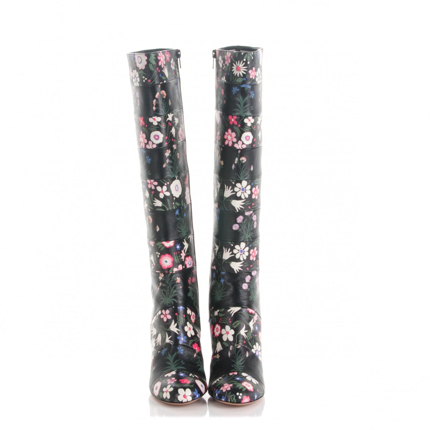 Calfskin Camugarden Paneled Knee Boots 39 Black