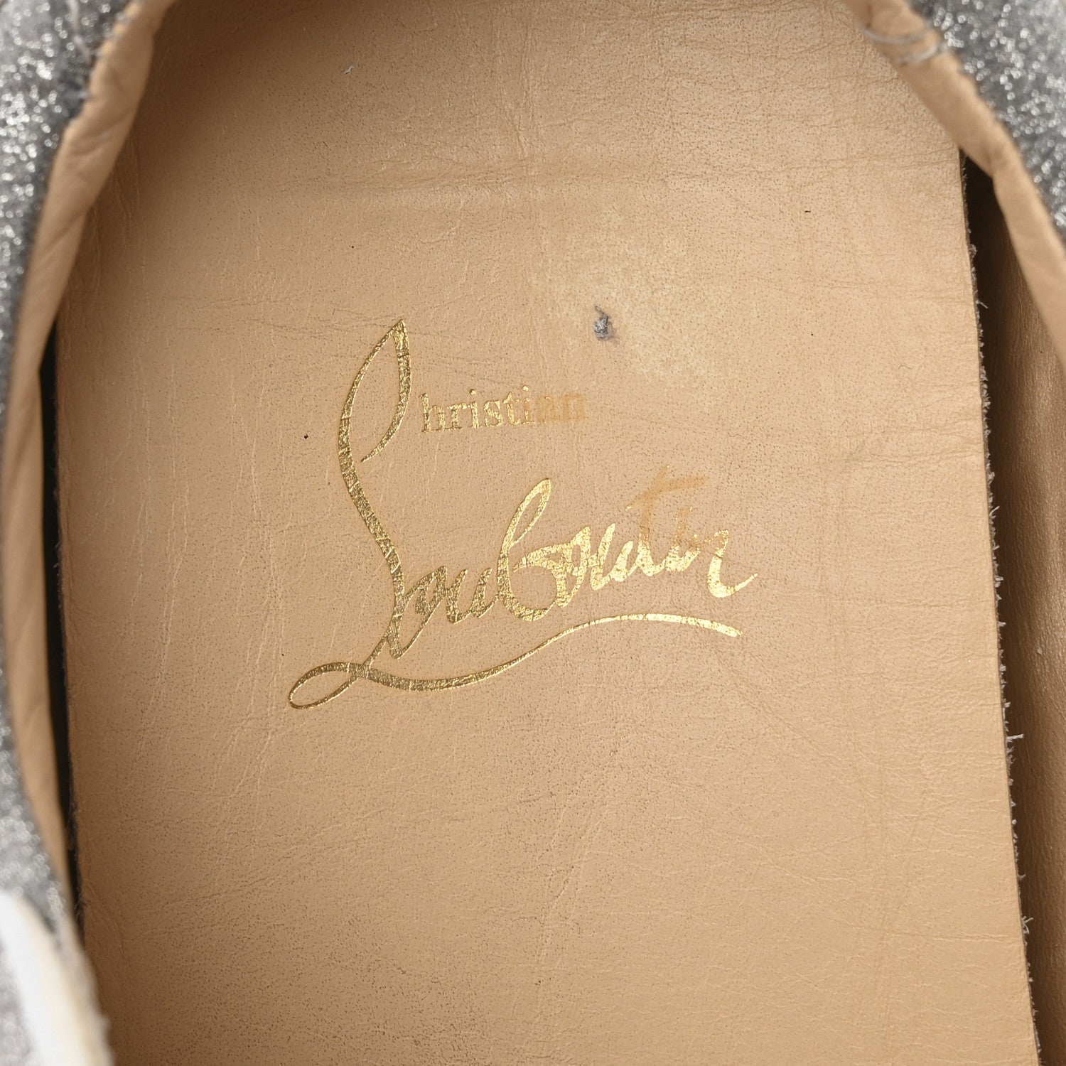 Christian Louboutin Glitter Calfskin Vieira Flat Sneakers 40.5 Silver 9 of 12
