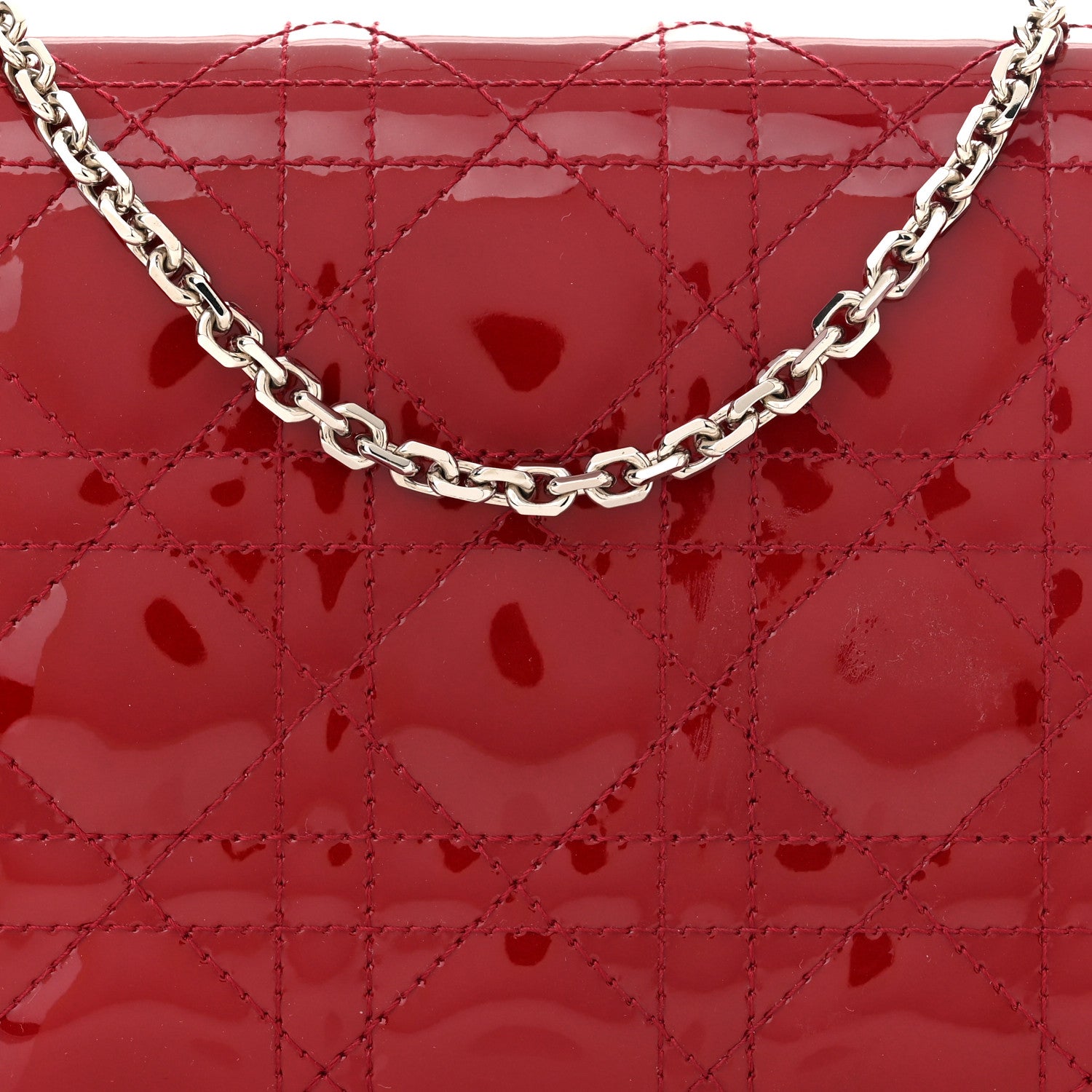 Christian Dior Patent Cannage Lady Dior Clutch Rouge Ceris 9 of 13