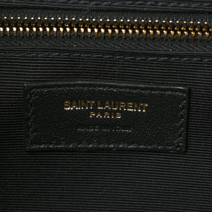 Saint Laurent Grain De Poudre Textured Mixed Matelasse Large Triquilt Monogram Satchel Dark Smog 7 of 10