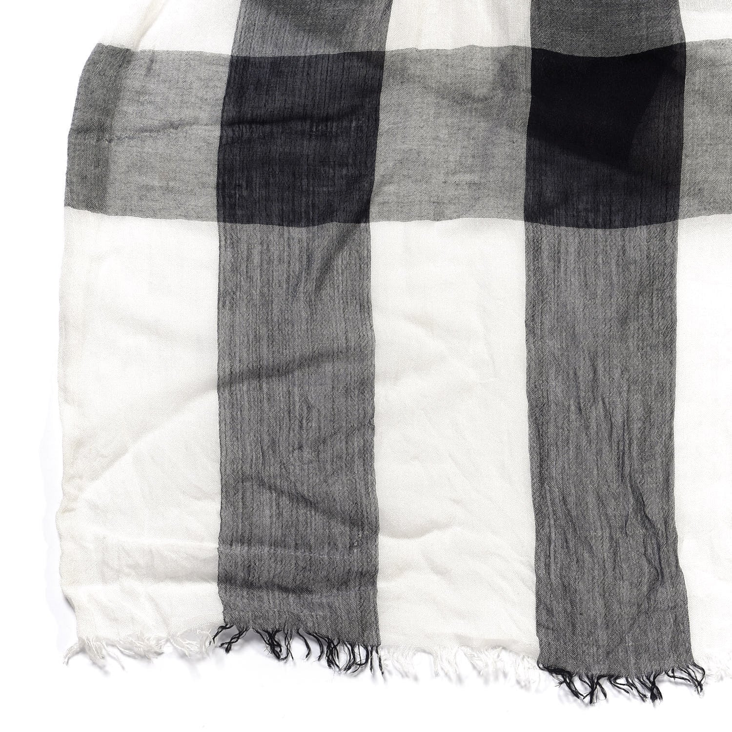 Burberry Wool Silk Gauze Giant Check Lightweight Scarf White 2 of 2
