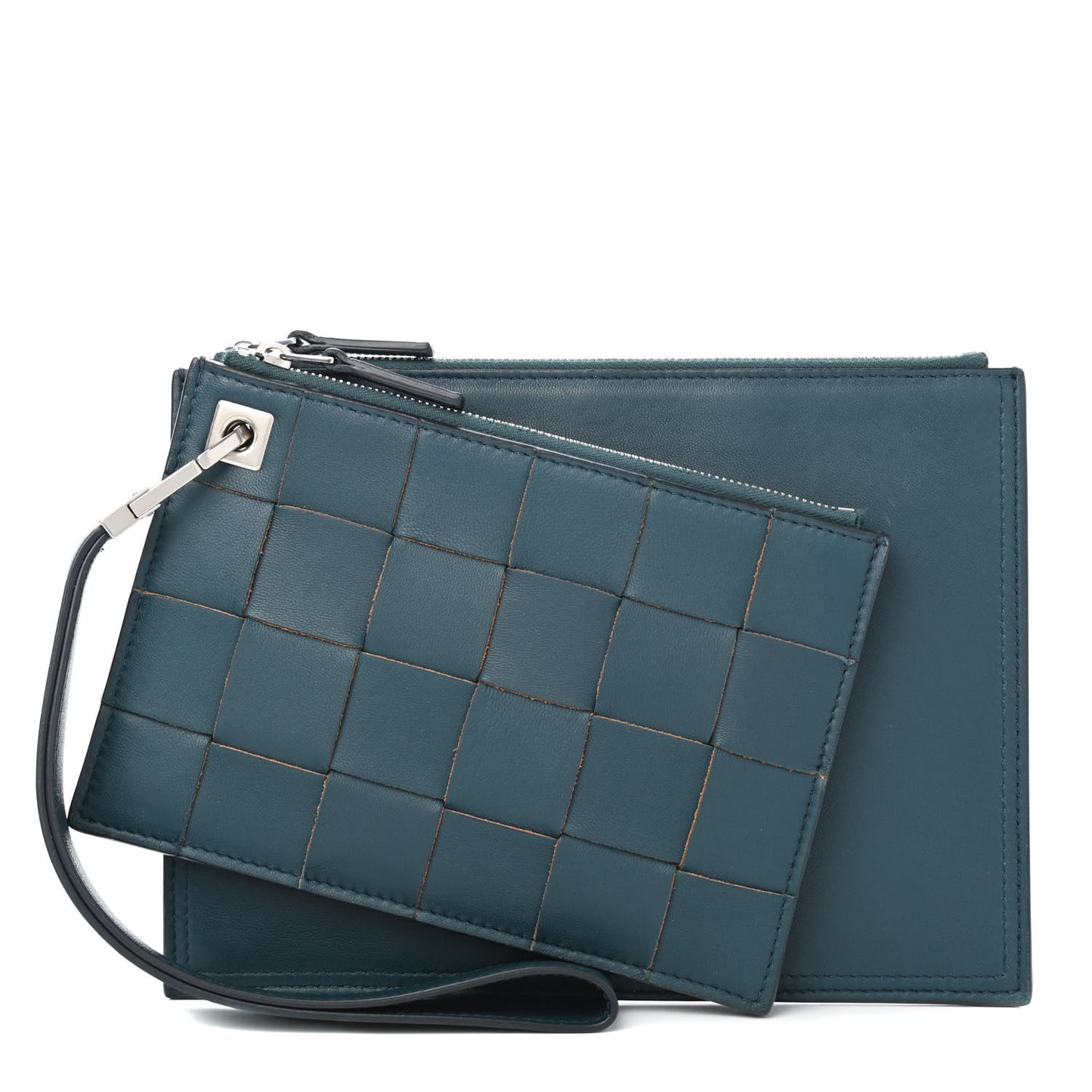 Nappa Maxi Intreccio Small Pouch Petroleum Blue