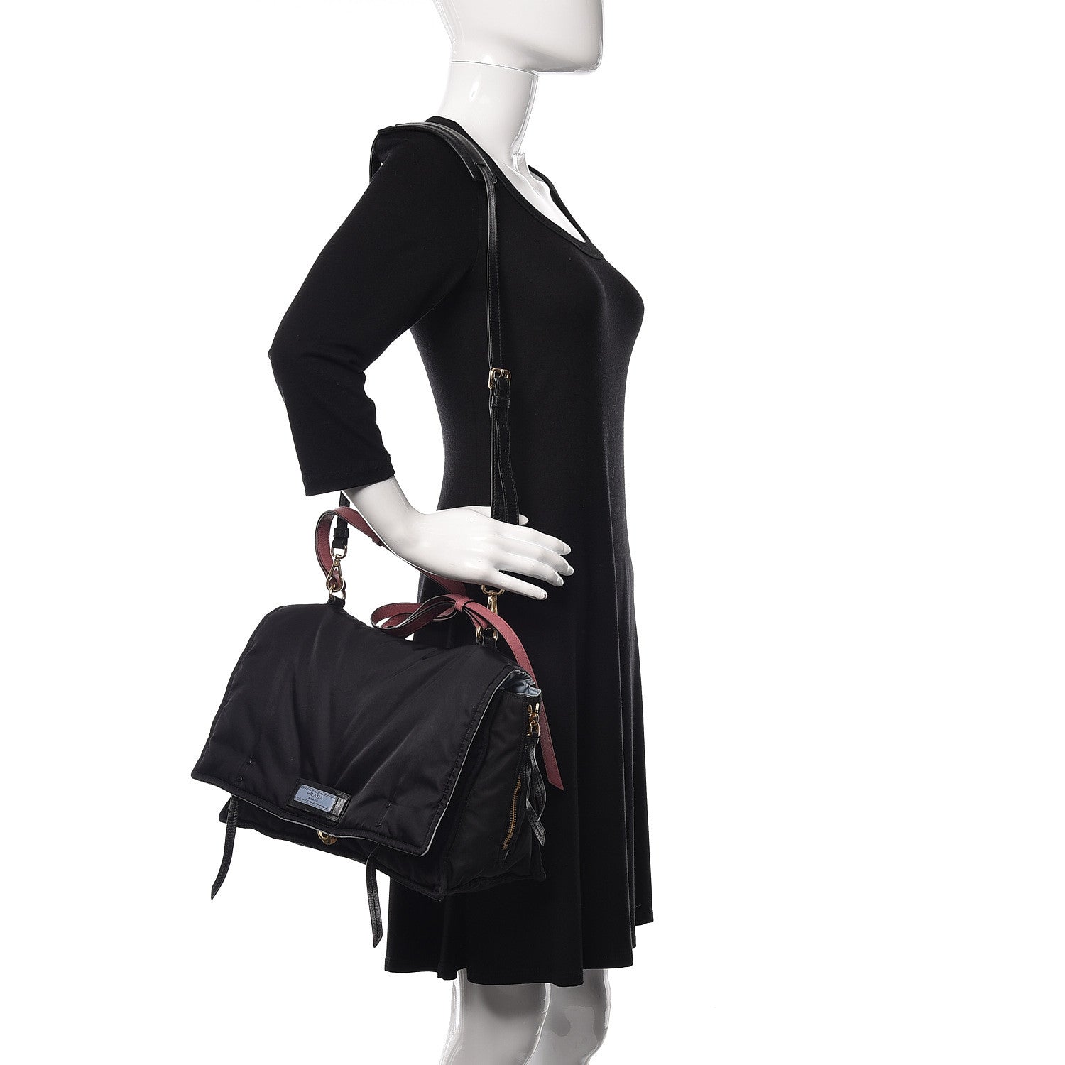 Prada Tessuto Nylon Etiquette Flap Black 2 of 16