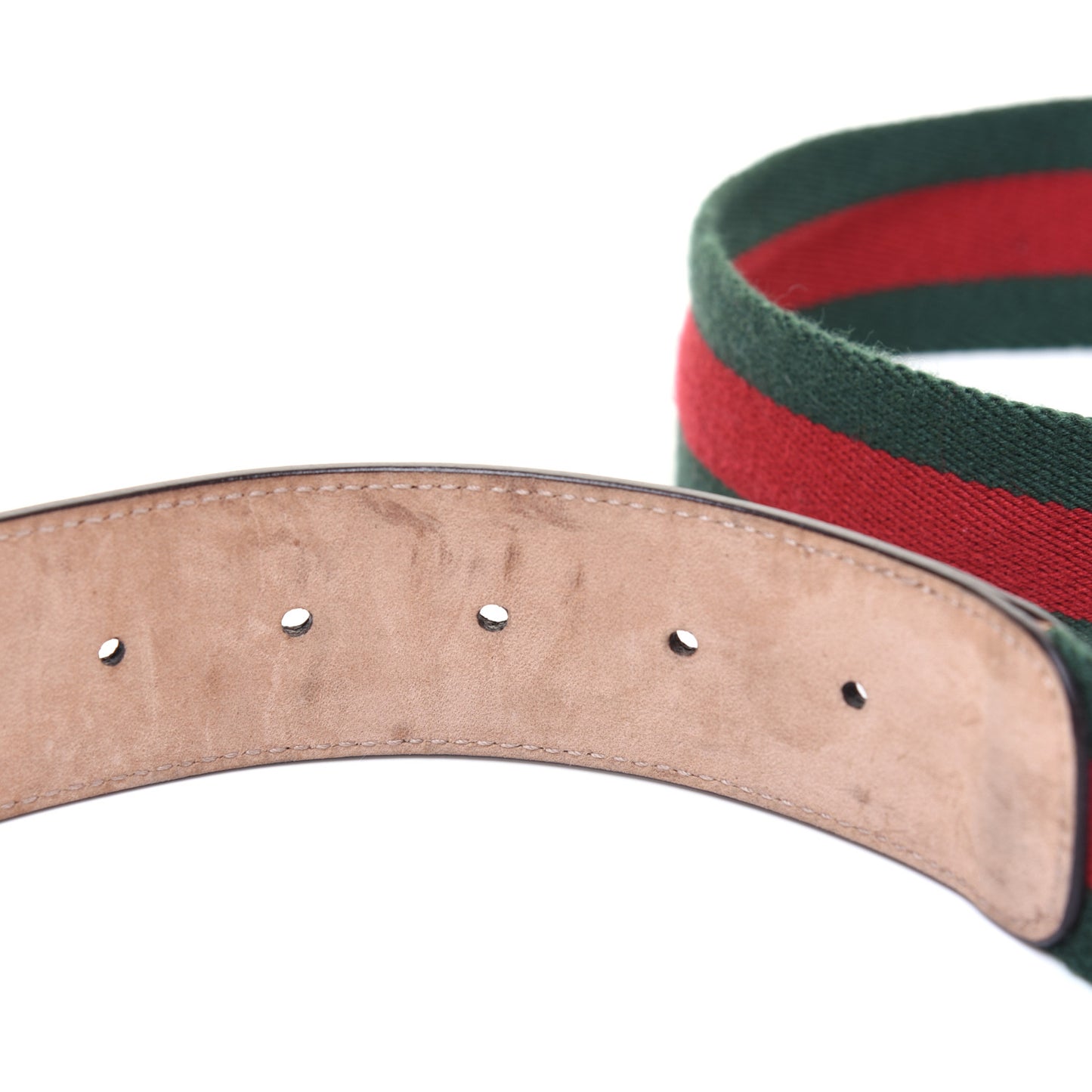 Nylon Calfskin Double G Web 40mm Belt 75 30 Green Red Cuir