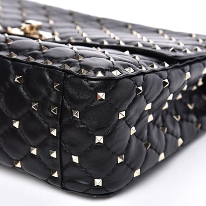 Valentino Garavani Lambskin Large Rockstud Spike Shoulder Bag Black 7 of 11