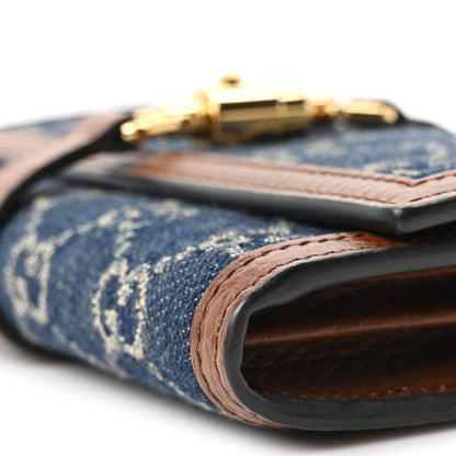 Gucci New Denim GG Monogram Jackie 1961 Chain Wallet Blue Tea Cuir 8 of 8