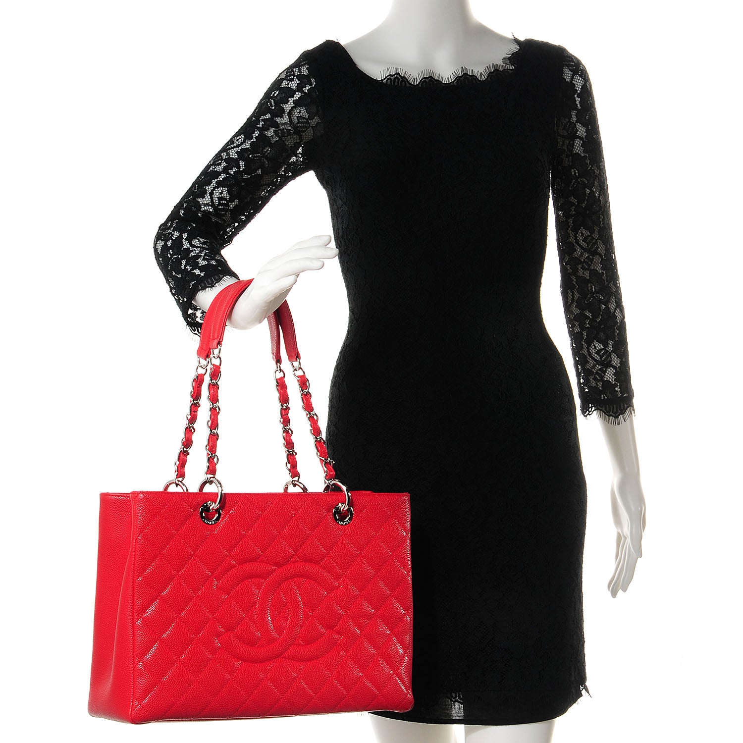 Chanel Caviar Grand Shopping Tote GST Red 2 of 8